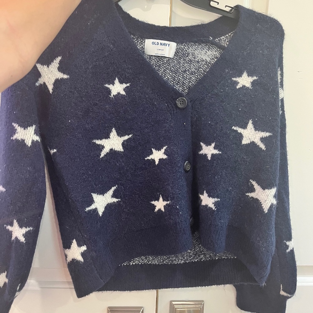 Old Navy Button Up Sweater with Navy Stars